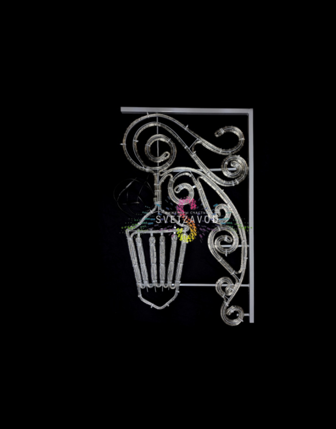 Детальное фото светодиодной консоли 'Синий фонарь' для улицы с металлическим каркасом, габариты 100х60х3 см, степень защиты IP65.