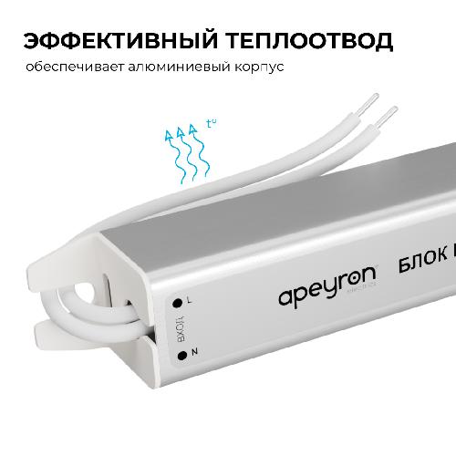 Блок питания 12В, 24Вт, 200-264В, 2А, IP20, алюм., 175х18х18, ультратонкий, серебро