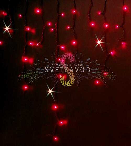 Светодиодная бахрома Айсикл, 3х0,9м, мерцающая, 220В, красная, черный ПВХ, IP54, Rich Led