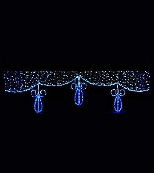 Светодиодная перетяжка "Ледяные капли", 520х150 см, белая, синяя
