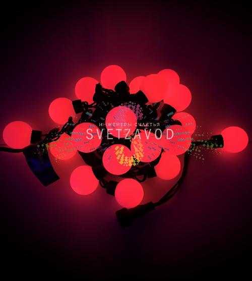 Гирлянда Шарики Ø 40мм, 5м, 220В, черный ПВХ, красная, IP65, без блока питания, Rich LED