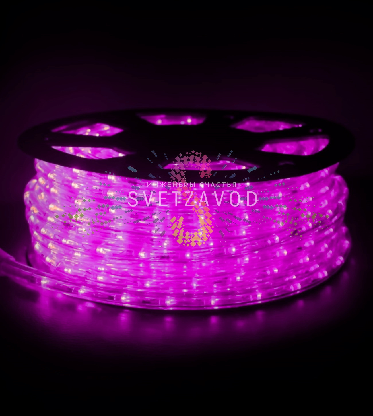 Светодиодный дюралайт, Ø 13мм, 24В, 2W, 36 led/м, фиксинг, розовый, шаг 1м, 100м, Rich Led