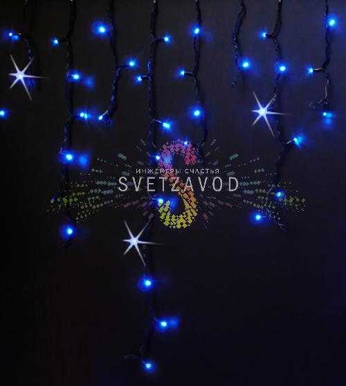 Светодиодная бахрома Айсикл, 3х0,9м, мерцающая, 220В, синяя, черный ПВХ, IP54, Rich Led