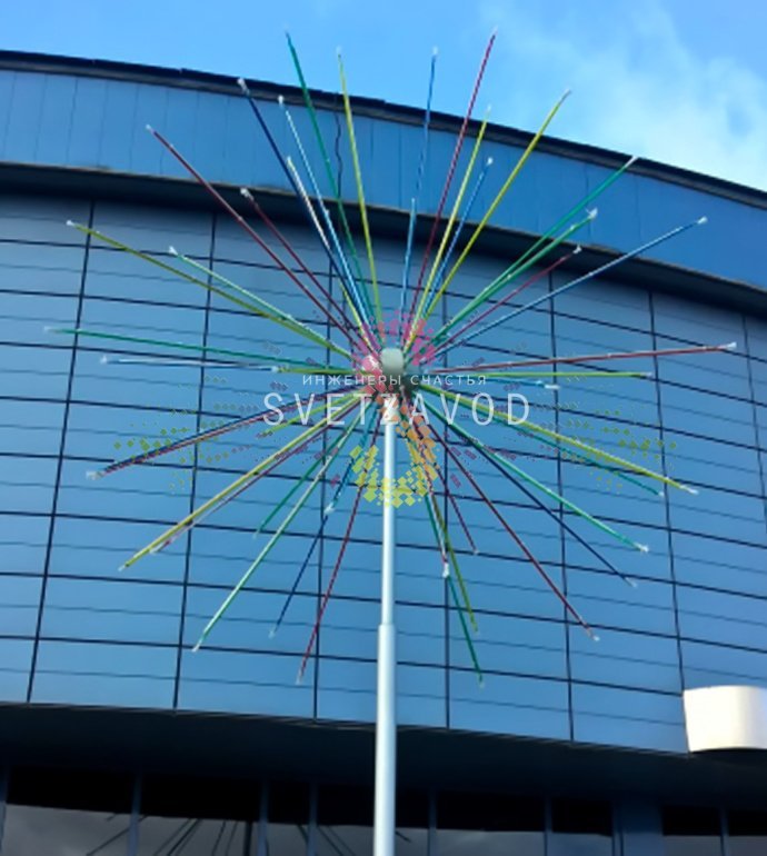 Детальное фото светодиодного фейерверка Шар Ø3м на металлическом каркасе с контроллером и блоком питания в комплекте.