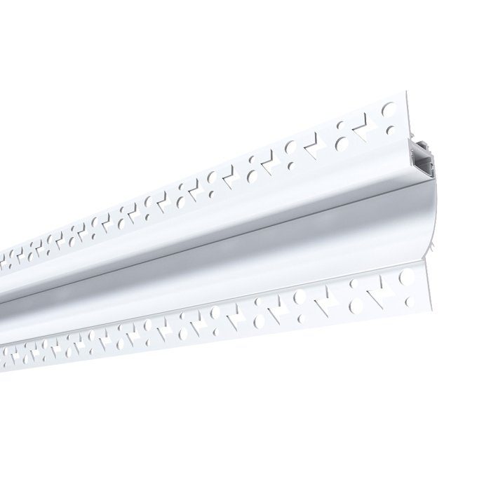 Алюминиевый профиль Apeyron Electrics 08-44 под штукатурку, белый анодированный, 98х18,8х2500мм, матовый поликарбонатный рассеиватель, IP44, в ПВХ упаковке.
