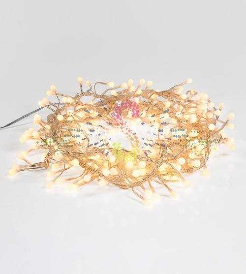 Гирлянда Мишура, 3м, 288 LED, 220В, прозрачный ПВХ, теплая белая, IP20, с контроллером, Neon-Night