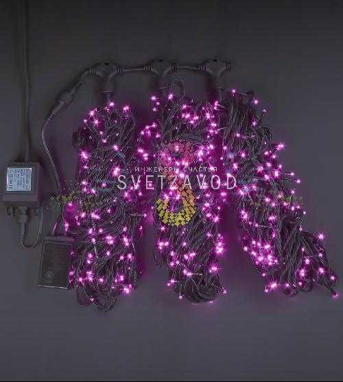 Клип Лайт Спайдер, 24В, 3 нити по 20м, розовый, мерцающий, WF, черный ПВХ, IP54, Rich Led