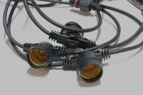 Белт лайт, шаг 50см, E27, фиксинг, 10м, влагозащищенный, черный каучук