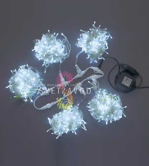 Клип Лайт Спайдер, 24В, 5 нитей по 20м, белый, мерцающий, WF, прозрачный ПВХ, IP54