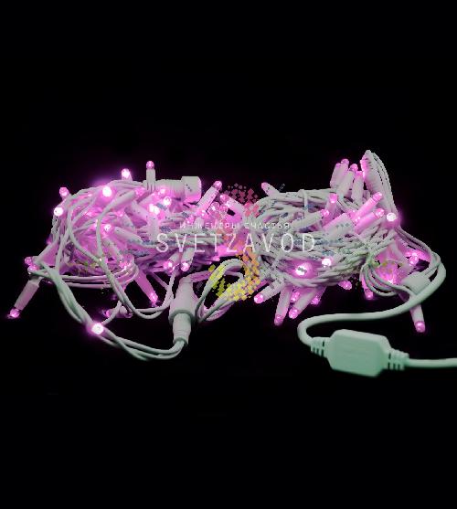 Гирлянда-нить Стринг Лайт, 220В, мерцающая, розовая, 10м, белый каучук, IP65, с шнуром