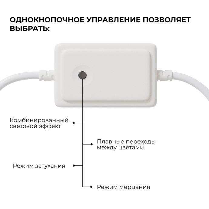 Контроллер RGB 220В 500Вт с проводом питания и однокнопочным управлением для светодиодного неона smd 5050, IP44.