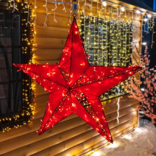 Cветодиодная Звезда 100см, 200 LED, красная, съемная труба, подвес, Neon-Night