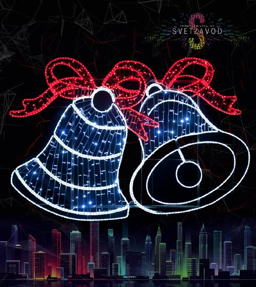 Светодиодное панно «Колокольчики» 230х160см, белое, синее, красное