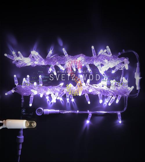 Гирлянда-нить Стринг Лайт, 220В, фиксинг, фиолетовая, 10м, прозрачный ПВХ, IP65, Rich Led