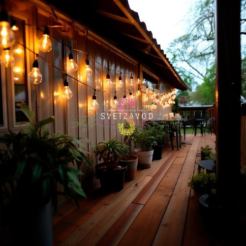 Гирлянда Лофт, 220/24В, шаг 40см, E27, черный каучук, 100м, влагозащищенная, IP65, Neon-Night