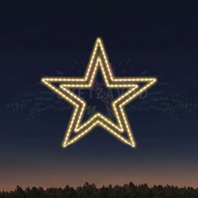 Детальное фото светодиодной консоли Звезда для 9 мая: металлический каркас, светодиодные контуры, габариты 54х51х3 см.