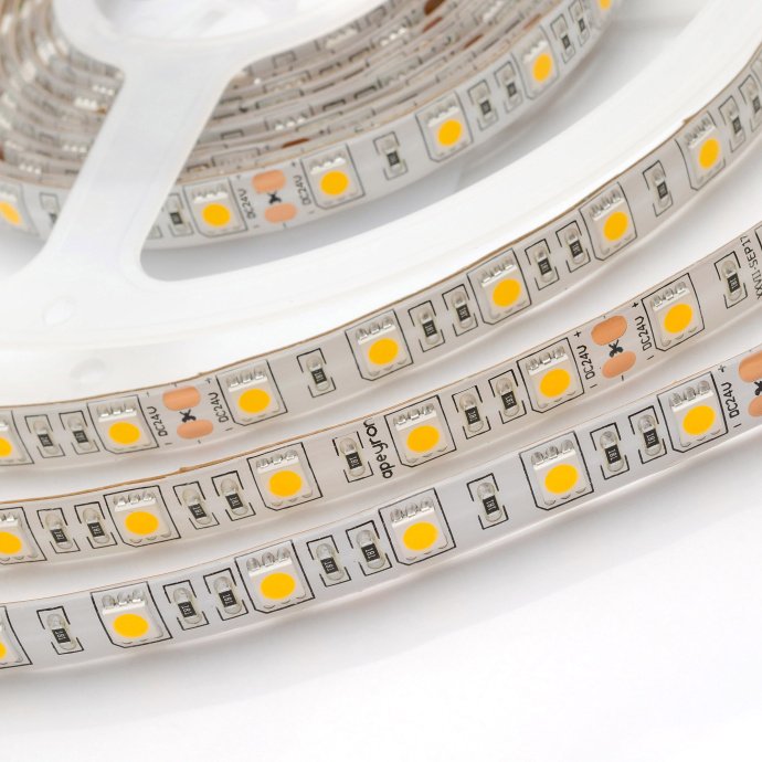 Бухта светодиодной ленты 00-320 24В PRO теплый белый SMD5050 60LED/м IP65 1100Лм/м, ширина 10мм, двухслойная основа