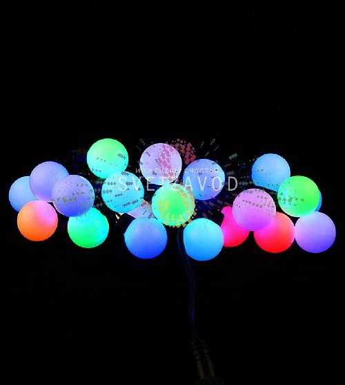 Гирлянда Шарики Ø 38мм, 5м, 220В, черный ПВХ, RGB, медленная смена цвета, IP65, с блоком питания