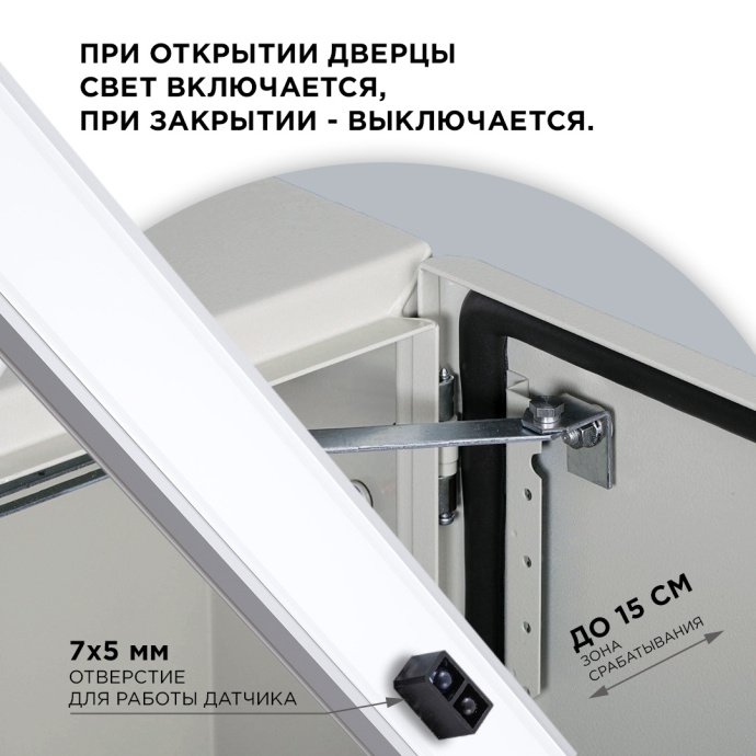 Инфракрасный выключатель препятствия для алюминиевого профиля, монохромный, 12-24В, до 96Вт, IP20, белые провода.