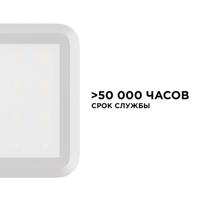 Четыре квадратных накладных светодиодных светильника (теплый белый, 3000K) с кабелем 1м и БП 12В, для мебели.