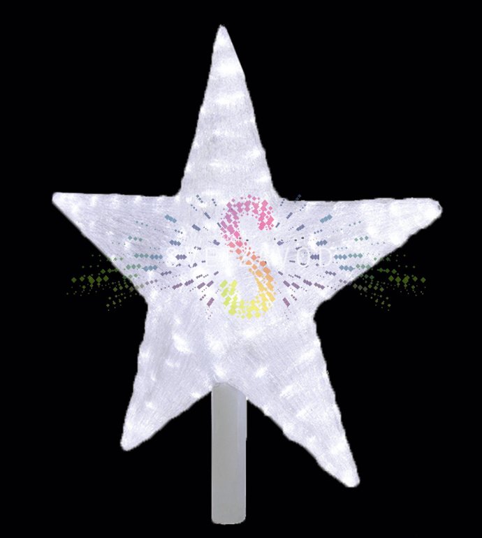 Детальное фото акриловой 3D-звезды 54 см с 240 светодиодами, трубой 80 см, блоком питания в комплекте. Видны элементы конструкции.