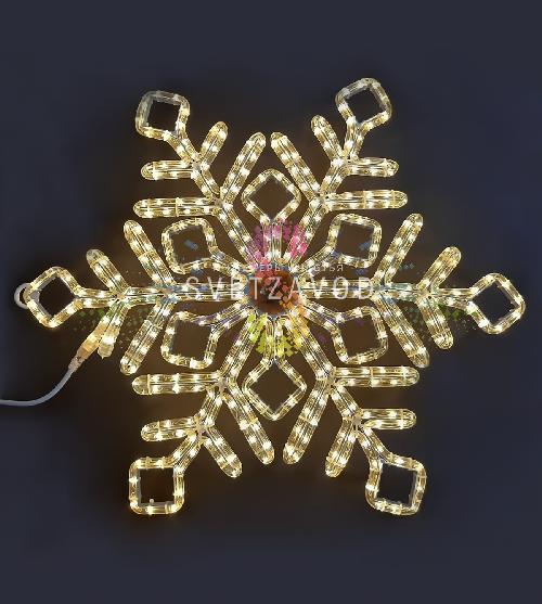 Светодиодная Снежинка, 70см, теплая белая, фиксинг, 220В, IP65, Riсh Lеd