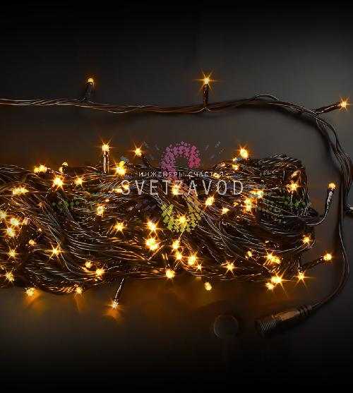 Гирлянда-нить Твинкл Лайт, 220В, чейзинг, желтая, 20м, черный ПВХ, IP54, Rich Led