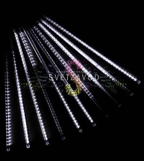 Гирлянда Тающие сосульки, белая, 10х50см, шлейф 10м, 12В, 600LED, IP65, с блоком питания, Rich Led