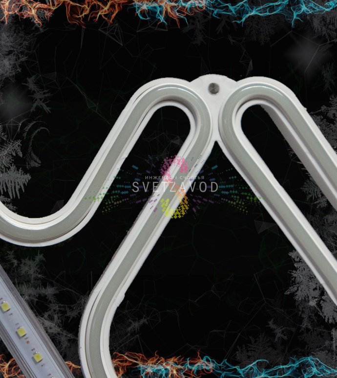 Крупный план светодиодной снежинки SZV-286 размером 60 см из розового неона с эффектом тающих сосулек, вилка питания и ушко для монтажа