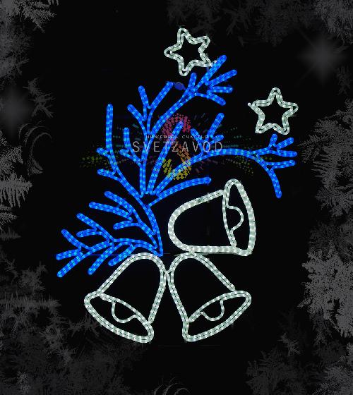 Светодиодная консоль "Колокольчики на ветке", 150х120 см, белая, синяя