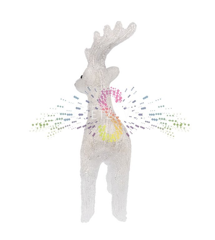 Детальное фото акриловой фигуры 3D Северный олень с яркой светодиодной подсветкой 100 LED, демонстрирующее металлический каркас и всепогодное исполнение IP65.