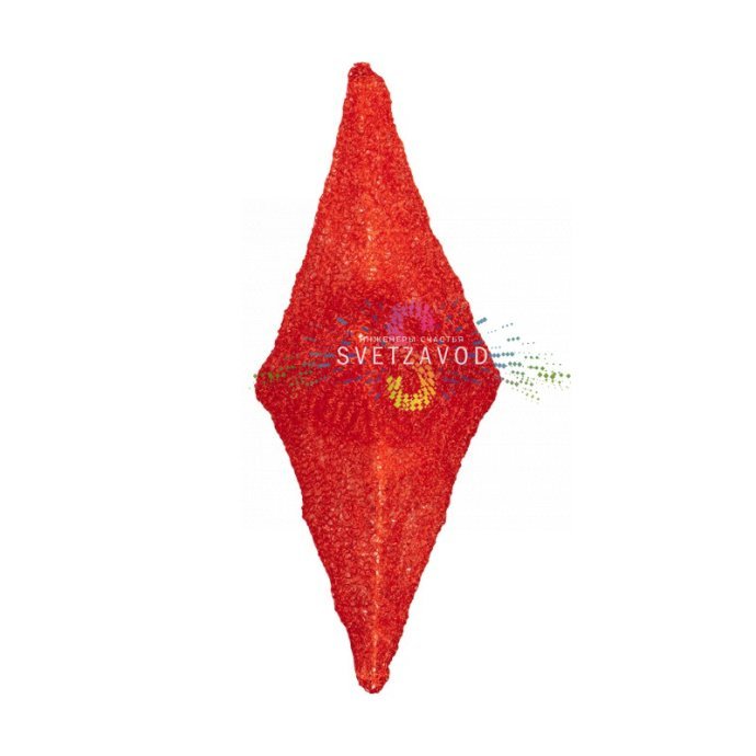 Крупный план красной акриловой светодиодной звезды Neon-Night с яркой равномерной подсветкой от 210 светодиодов, съемной трубкой для крепления и подвесом.