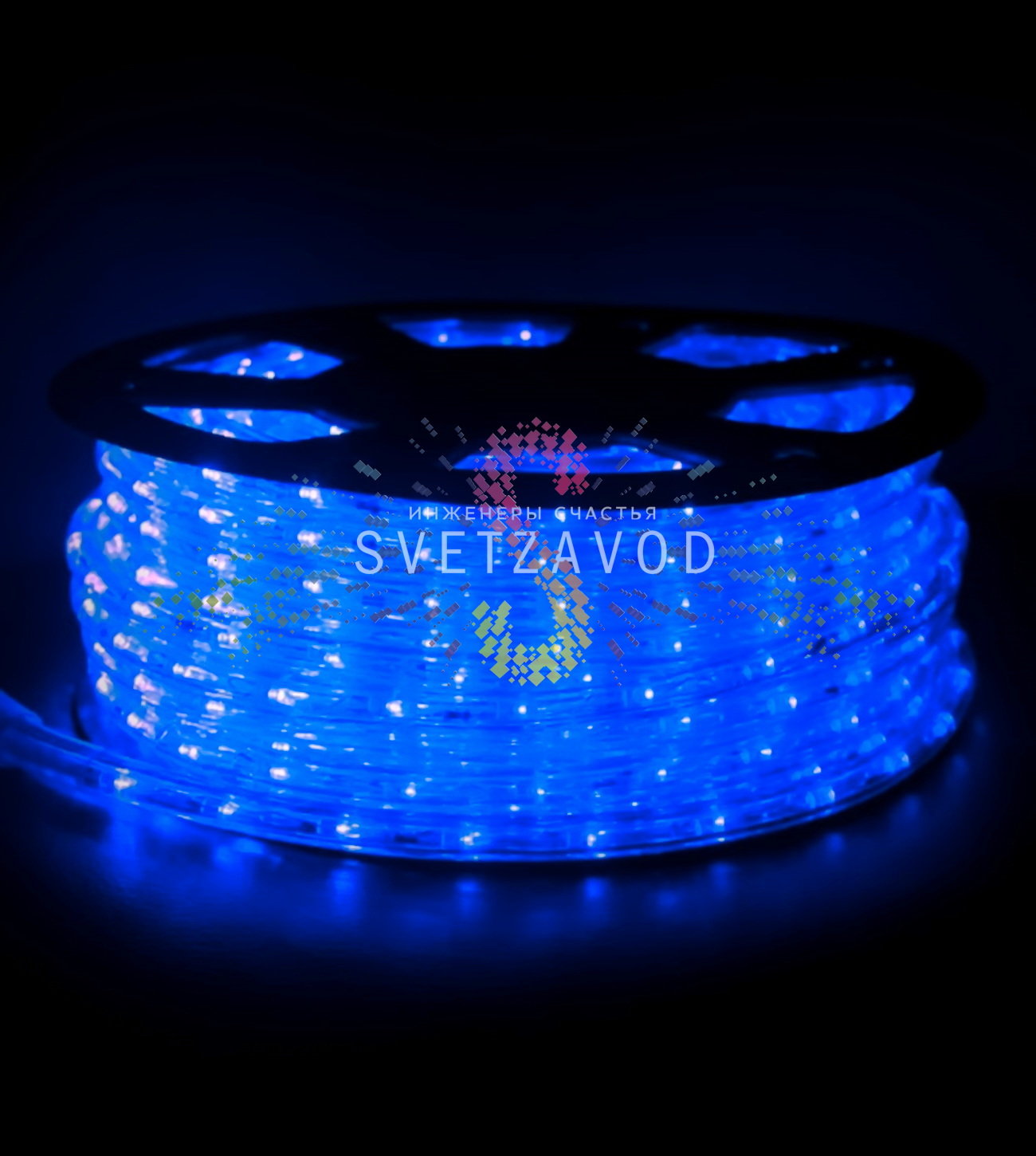 Светодиодный дюралайт, Ø 13мм, 24В, 2W, 36 led/м, фиксинг, синий, шаг 1м, 100м, Rich Led