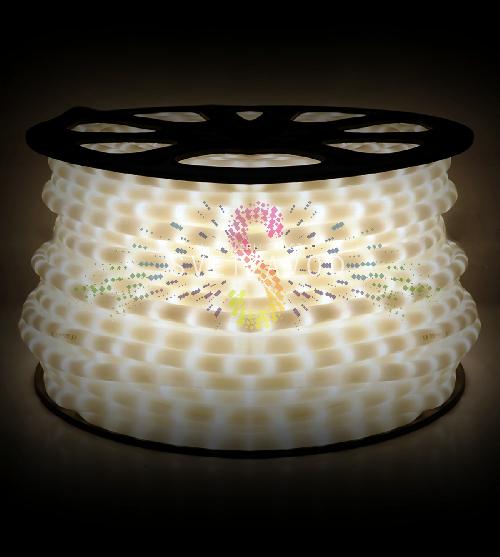 Светодиодный дюралайт, Ø 13мм, 220В, 2W, 36 led/м, фиксинг, теплый белый, 100м, молочный, Rich Led