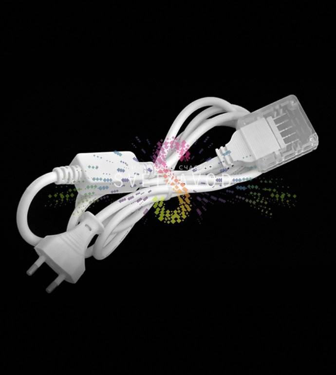 Детальное фото силового шнура SLK-136 с диодным мостом, вилкой и 5-жильным проводом для подключения плоского светодиодного дюралайта к сети 220В.