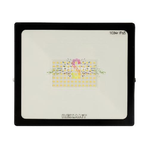 Прожектор светодиодный, холодный белый, 220В, 100Вт, черный корпус, REXANT
