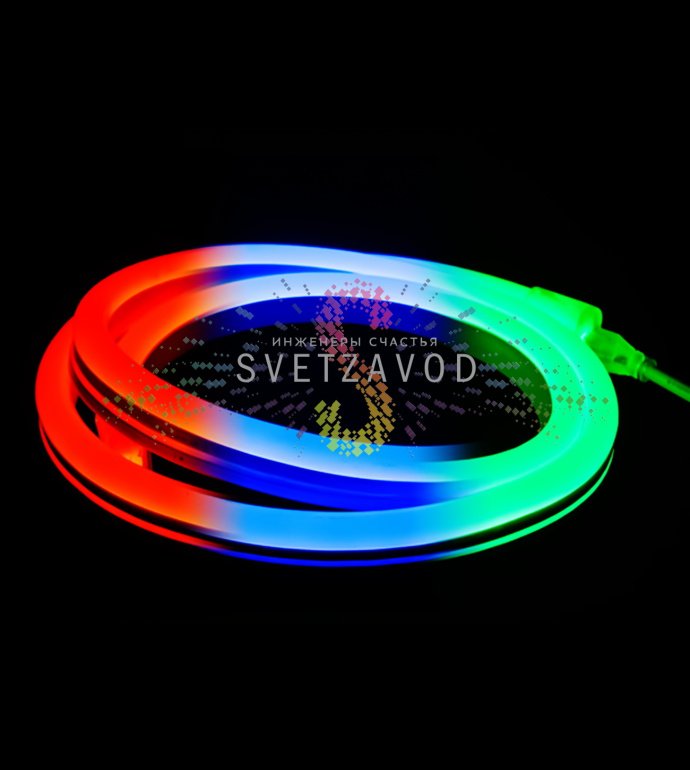 Детальное фото светодиодного гибкого неона Led Neon Flex RGB, показывающее прямоугольный профиль 12х25 мм, матовую оболочку и плотное расположение диодов.
