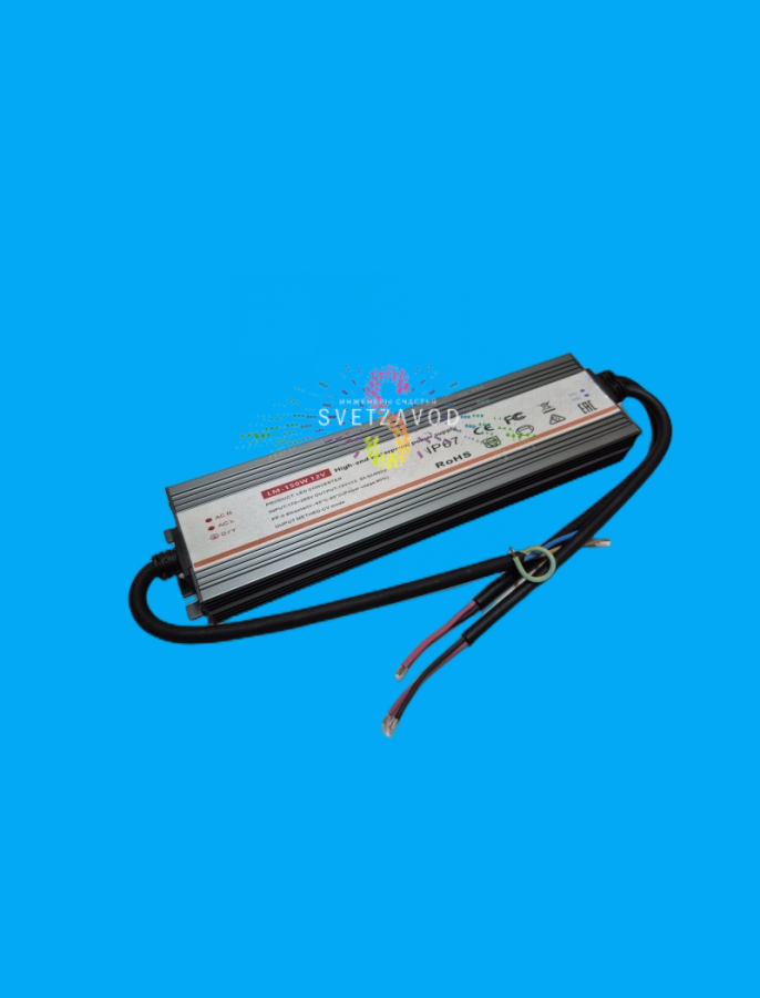 Детальное фото импульсного блока питания для Клип Лайт: алюминиевый корпус, клеммы подключения, маркировка 220/12В, 150Вт, степень защиты IP67. Детальное фото импульсного блока питания для Клип Лайт: алюминиевый корпус, клеммы подключения, маркировка 220/12В, 150Вт, степень защиты IP67.