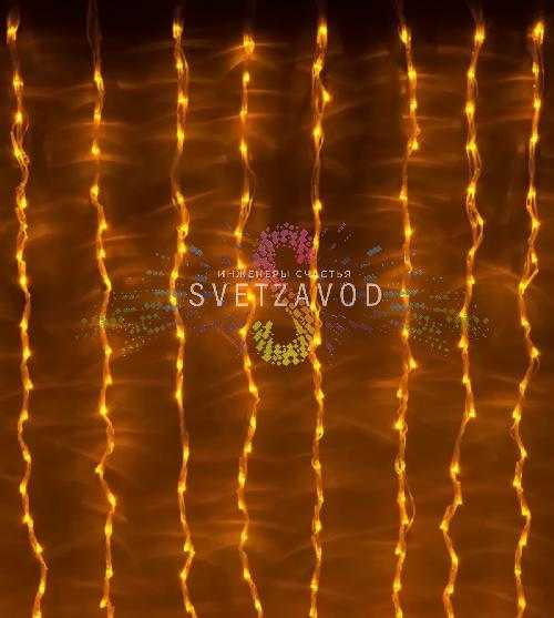 Светодиодный дождь с контроллером, 2,4х3,6м, желтый, чейзинг, прозрачный ПВХ, 220В, IP54