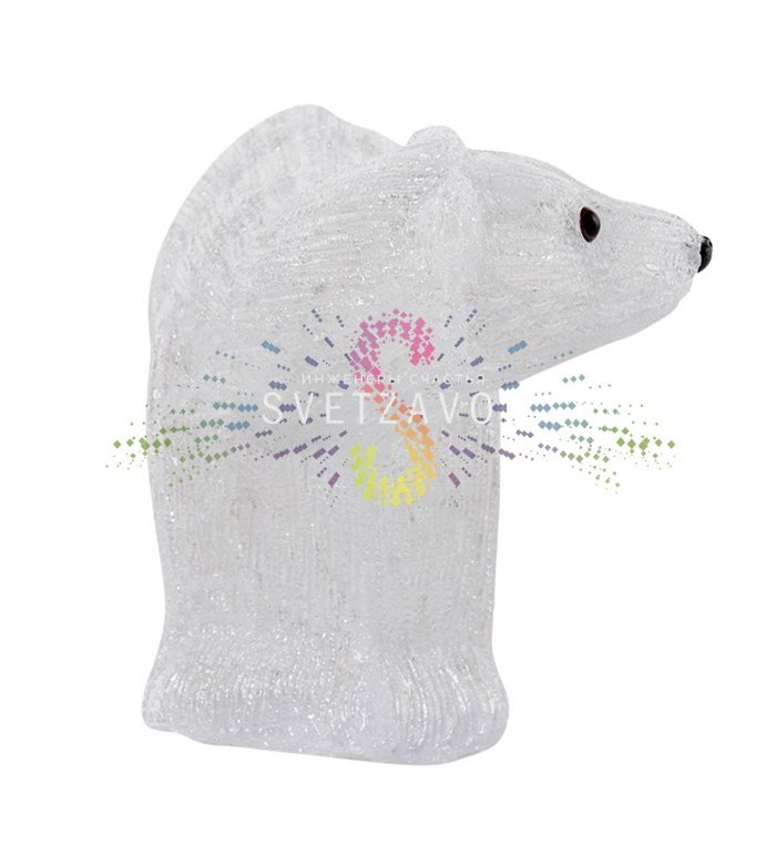 Детальное фото акриловой фигуры 3D Мишка 60 см: видны 200 светодиодов, металлический каркас, влагозащищенный корпус IP65 и блок питания 24В