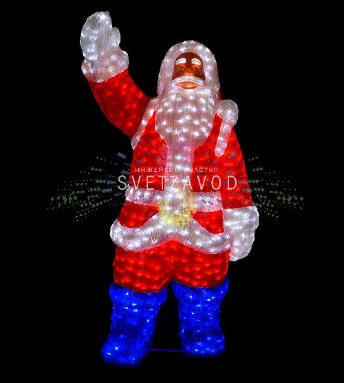 Акриловая фигура 3D Санта Клаус, 210 см, 4400 LED, 24В, с трансформатором