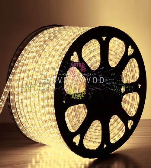 Светодиодная лента Тейп Лайт 60SMD5050, 220В, 13х8мм, теплая белая, IP67, 100м, Neon-Night Светодиодная лента Тейп Лайт 60SMD5050, 220В, 13х8мм, теплая белая, IP67, 100м, Neon-Night
