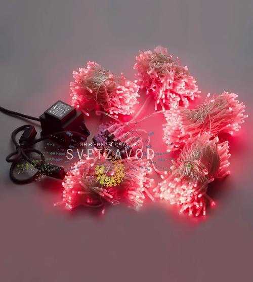 Клип Лайт Спайдер, 24В, 5 нитей по 20м, красный, мерцающий, RF, прозрачный ПВХ, IP64