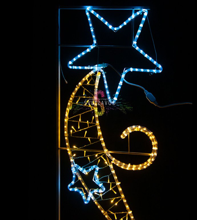 Детальное фото светодиодной консоли Звездный путь 150х60 см с металлическим каркасом, полимерным покрытием и светодиодами белого и теплого белого свечения.