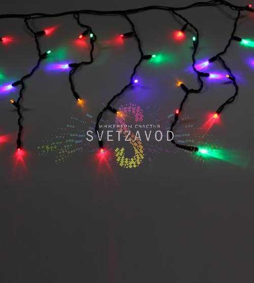 Светодиодная бахрома Айсикл, 4,8х0,6м, фиксинг, 220В, мульти R/G/B/Y, черный каучук, IP65, без блока