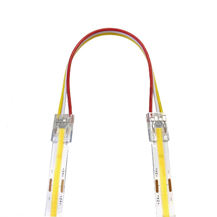 Комплект из двух клипс-коннекторов с проводами для LED ленты COB CCT, подложка 10 мм, 12-24В, IP20.