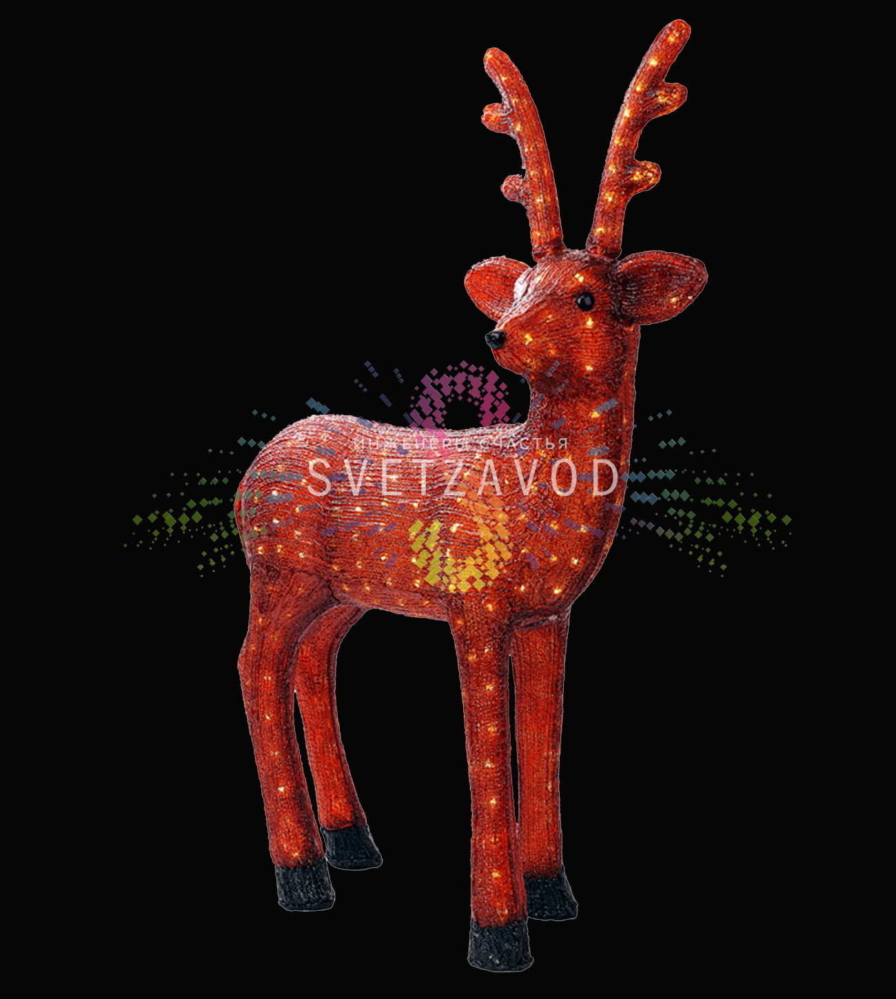 Акриловая фигура 3D Бурый олень, 100 см, 380 LED, 24В, с трансформатором, Neon-Night