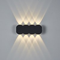 Черный алюминиевый настенный светильник LED с прозрачным стеклянным рассеивателем, свет 3000К, IP54, 210х80х35мм.