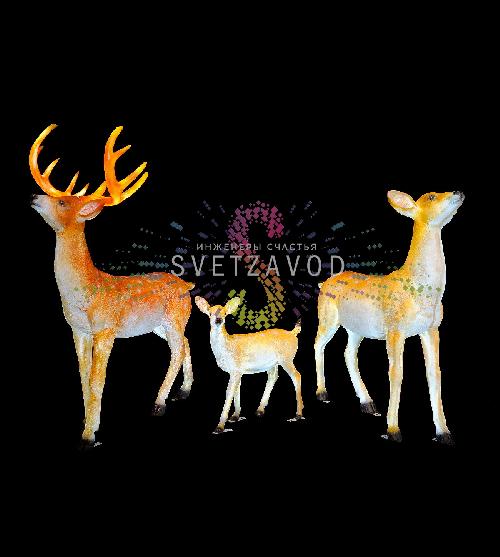 Светодиодные фигуры из стекловолокна Семья оленей, 154/121/70 см, 24В, с трансформатором, IP65