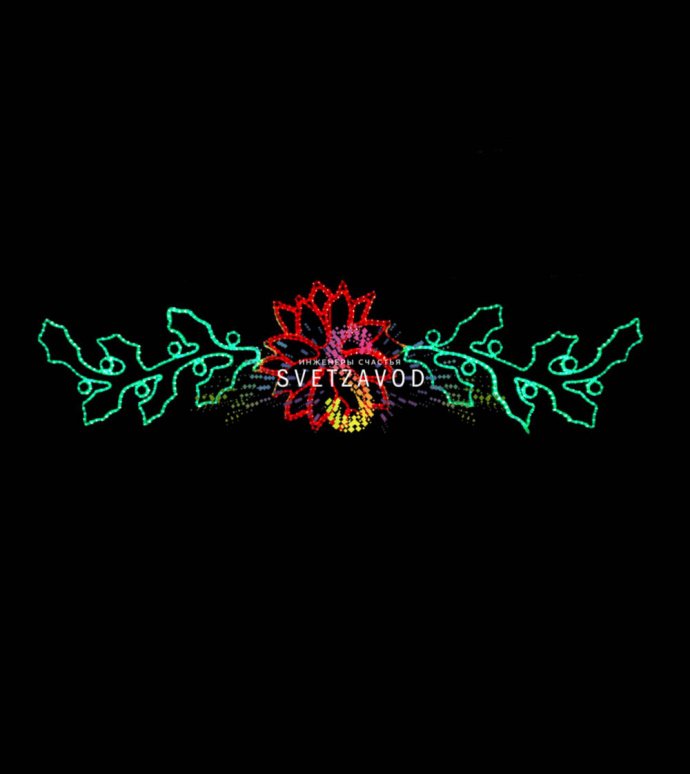 Детальное фото светодиодной перетяжки Алмазный лотос на металлическом каркасе, подключенной к сети 220В, с защитой IP65 для улицы.